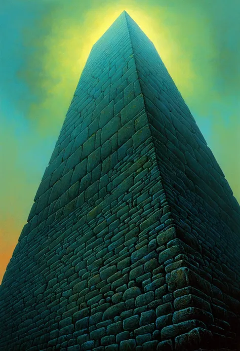 Low Angle Shot, from below, by Zdzisław Beksiński, cinematic still, (best quality, masterpiece, photorealistic), very aesthetic, perfect composition, intricate details, ultra-detailed, vivid colors