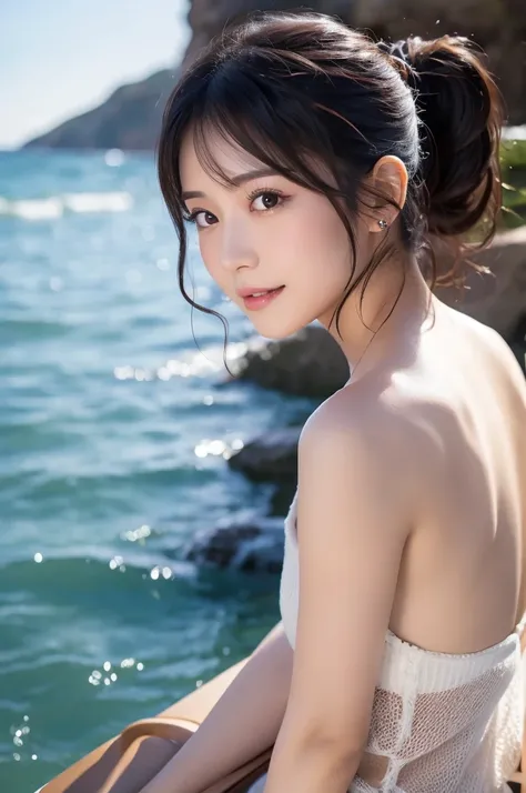 Black Hair,Girls in their 20s,Japanese Idol, Expressive and captivating eyes, Delicate hair,ponytail,Black Hair,Detailed fingers and nails,d cupの胸,Beautiful legs,Masterpiece,8k,Highest quality,Photorealistic and highly detailed,Full photo including face,Va...