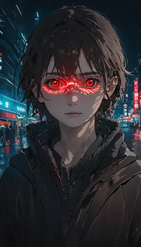 desktop, top quality, 8k, eye, single eye first plane, sharingan, award-winning focus, single, night, neon, red eye, red, eye wi...