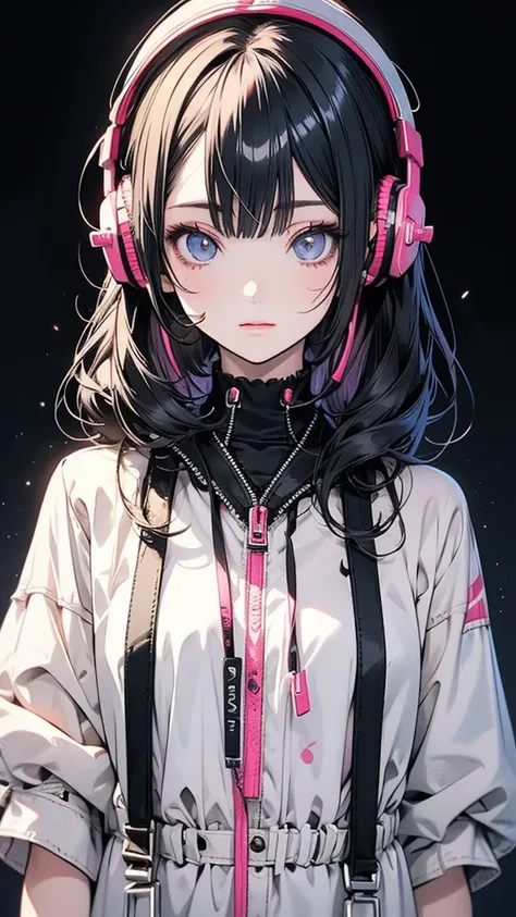 Anime girl with headphones and backpack looking at cell phone, Anime Style 4 k, (Very delicate and beautiful face), (Beautiful eyes in every detail), Digital anime art, Nightcore, Digital anime illustration, Anime Styled digital art, anime art wallpaper 4k...