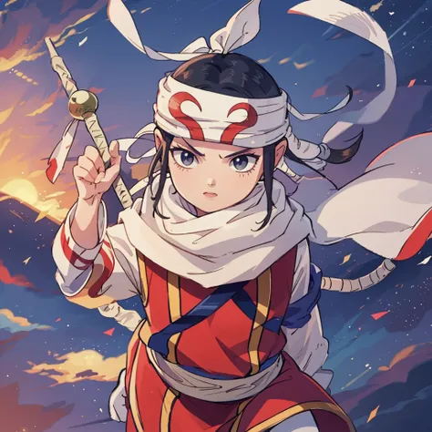 child running bandana on forehead cowl kyoukai