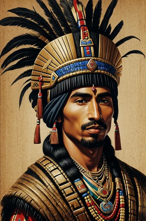 A design of tupac amaru as a traditional inca warrior 