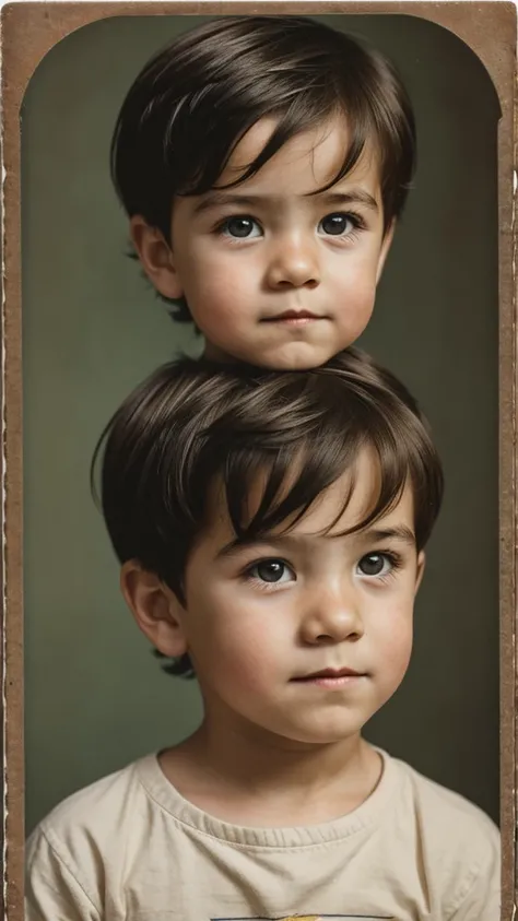 a cute boy，front，Vintage portrait，A source of inspiration：Mark Leyden