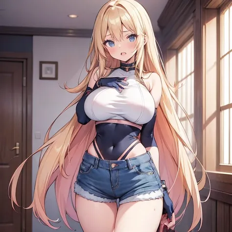 anime kawaii sexy perfect slim sensual body large breast and huge thighs, an intricate and highly detailed illustration of anime...