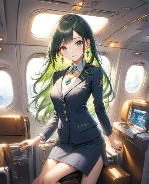 (Highest quality,8k,32K,masterpiece,Ultra-high resolution :1.2 ),born,One girl,Super cute,Natural light,Clear, shining eyes,20-year-old,Fair skin,Fantasy background of the electronic world inside the plane,The noble earrings are shining,The noble necklace ...