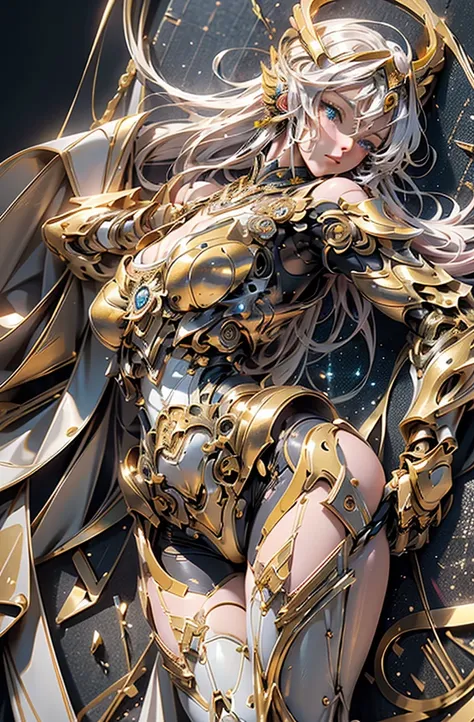 Golden Saint Seiya, (Mecha) (Mechanical) (Armor), Professional RAW Color Photo, (Back Corner), (Lying Down Leg Lift Exposed Butt: 1.5), (Cumming on Body, Shooting on Breasts, Facial Cumshot, Cumming in Hair): 1.2) (Open Leg: 1.3), Perfect, (Wide Angle), (T...