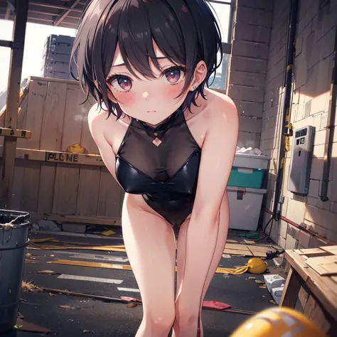 One Girl, (Chiquita:1.2), sarashina_hand, short hair, Black Hair,
(Close-up shot, Highest quality, High resolution, 4K, Detailed lighting, Shaders, Browsing Caution), 
 (Leotard-style ,Digging into the skin, In the high leg,Purge,NSFW:1.3),
(throw, Leaning...