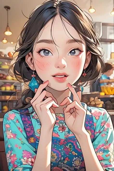 plano general, cuerpo entero:1.5, ((A beautiful young woman eating candy:1.7, in a beautiful candy shop - 1.7)) , modern hairstyle, modern colorful clothing, (best quality, 4k, 8k, high resolution, masterpiece: 1.2), ultra detailed, (realistic, photorealis...