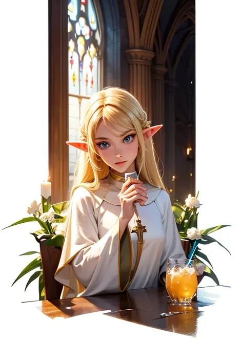 Blonde,Elf,holy water,drink