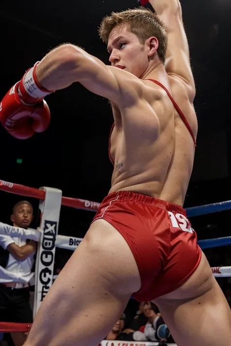 18 year old white boy,  with red thong,boxing,backwards