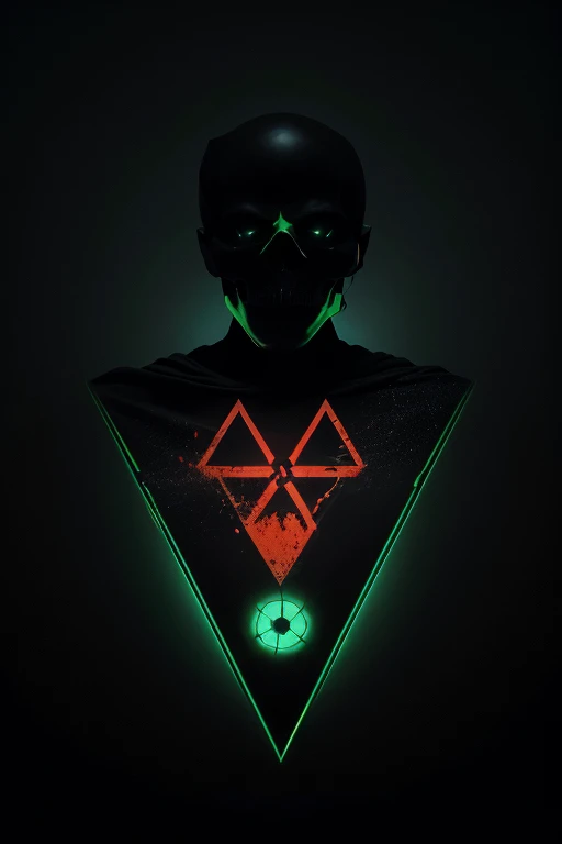 logotype:

forma: A triangle with a stylized radiation symbol in the center, with a skull outline.
colors: blackw e verde escuro, with a touch of red to represent danger and lawlessness.
Additional Detail: Radiation elements and fissures to give a sense of...