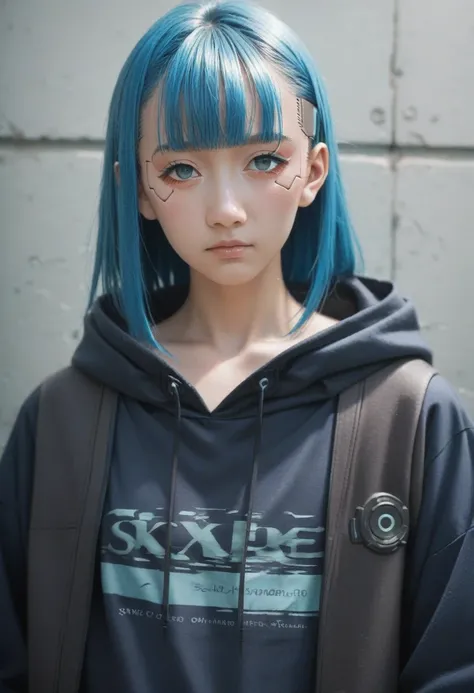 a close up of a person with a blue hair and a shirt, digital cyberpunk anime art, digital cyberpunk - anime art, anime style 4 k, cyberpunk anime girl, anime style. 8k, high quality anime artstyle, anime moe artstyle, anime styled digital art, realistic an...