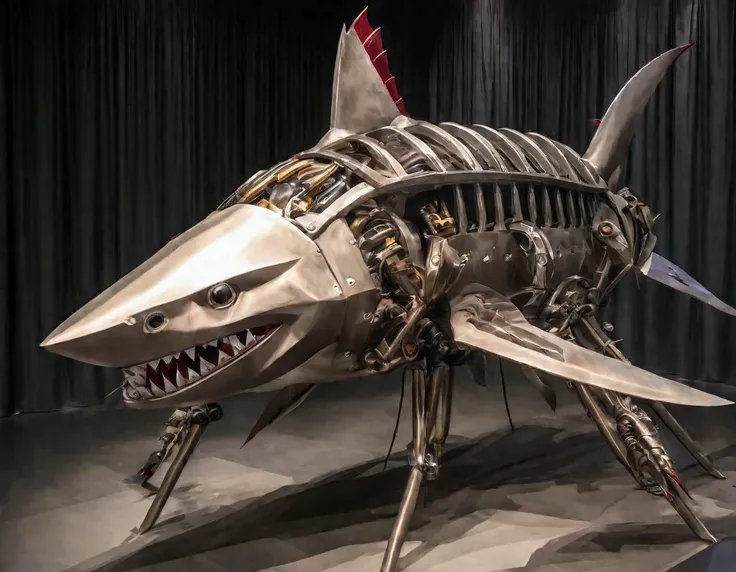 A cybernetic shark with many mechanical insect legs terrorizes Bangkok