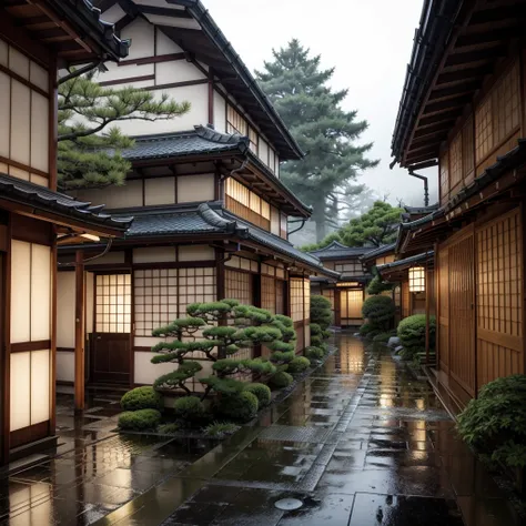 Japan landscape with rain in the afternoon 