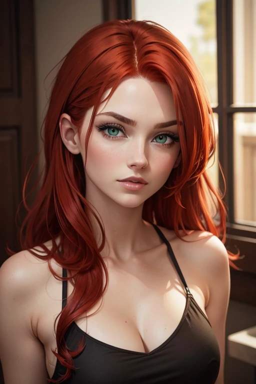 Red hair and green eyes