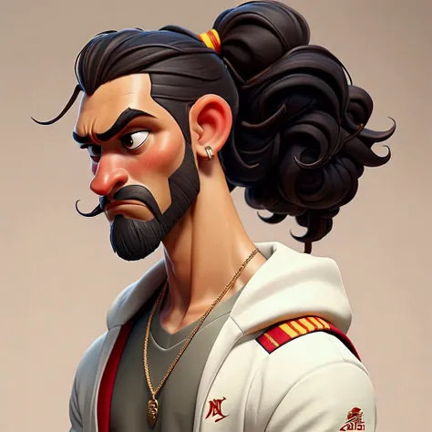 Half spanish male, man bun, nike clothing