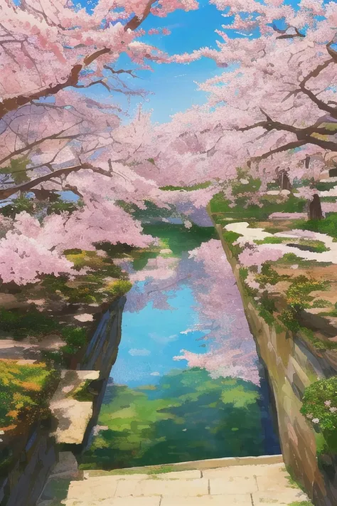 Colorful Landscape Sakura background 