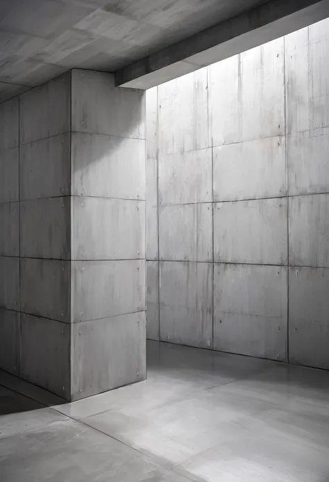 Concrete white wall room with concrete floor.