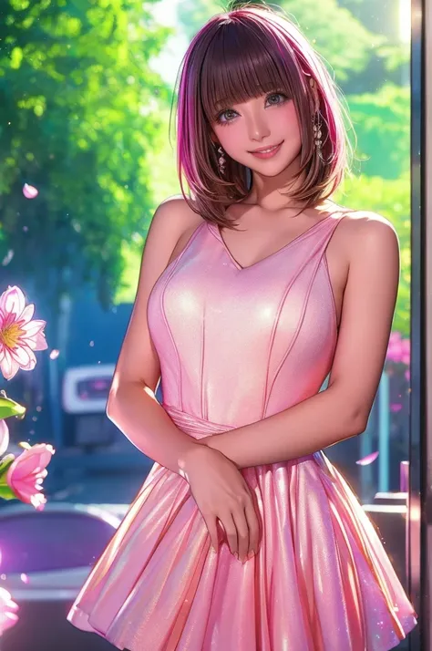 image quality:Highest Quality
Camera Focus: Blur the background
light:sidelight
person:20-year-old female,Gal model 、
Bright light、
Hairstyle: Short Bob、With bangs
dress:Gal、Hysterical glamour expression: The best smile、
flowerpunk、Sparkling light particle...