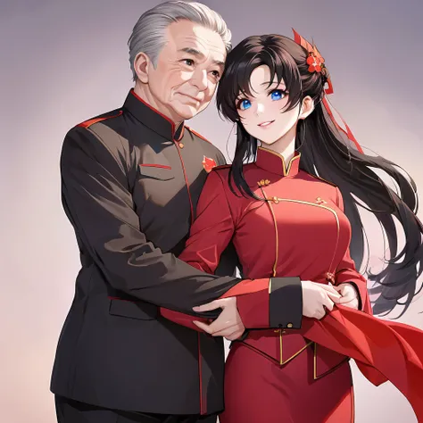 ((Highest quality)), ((masterpiece)), (detailed), （Perfect Face）、The woman is a Chinese Lacus Clyne with blue eyes and medium-long black hair. She is wearing an engagement ring. She has become a member of the glorious Chinese Communist Party and has sworn ...