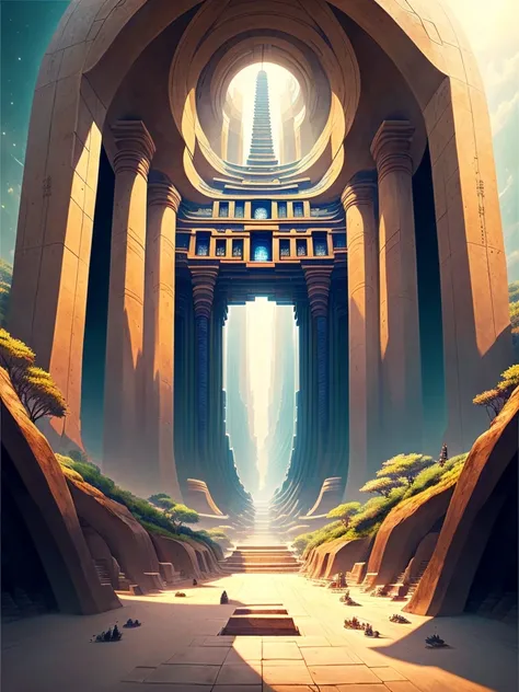 Best Quality，8k，Huge underground city，Underground Labyrinth，Anime Art，mysterious，universe，Super huge structure，Super huge torii，Multidimensional，A world beyond imagination，High Dimension，Fantasy，future，Different space，Nature，romantic，universe，A world beyon...