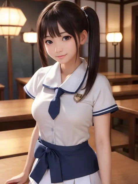 ultra detailed realistic human skin, 
(japanese adorable pretty girl:1.2), twintails and shiny charming eyes, (school uniform), ...