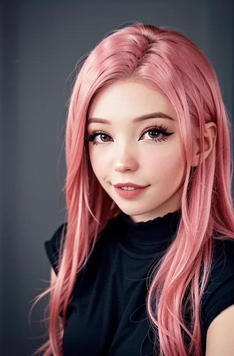 pink hair, portrait shot of a woman 