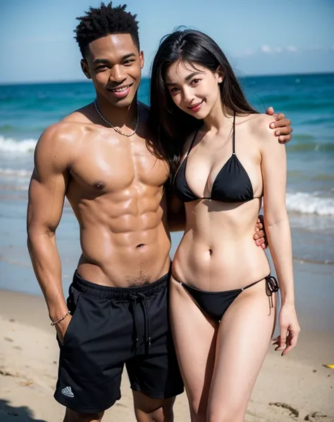 Black man bf with cute girl gf (bikini) 