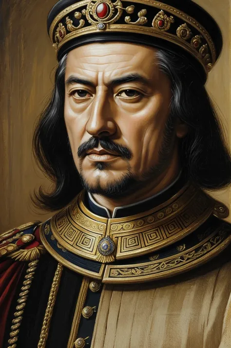 Fine art, portrait, emperor, painting, human, art, realistic art, emperor 