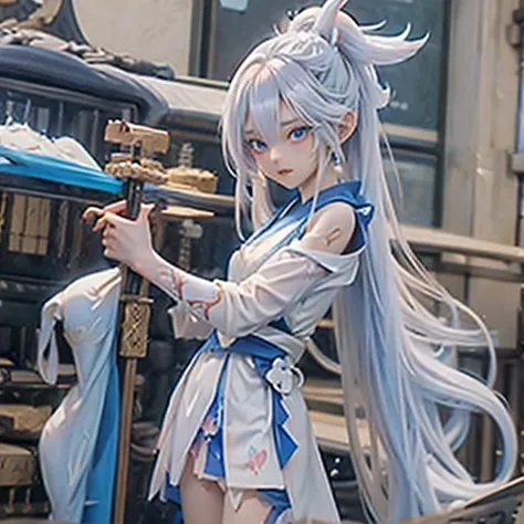 1
anime girl with long white hair and blue eyes holding a sword, ayaka genshin impact, keqing from genshin impact, onmyoji detailed art, from the azur lane videogame, ayaka game genshin impact, characters from azur lane, genshin, zhongli from genshin impac...