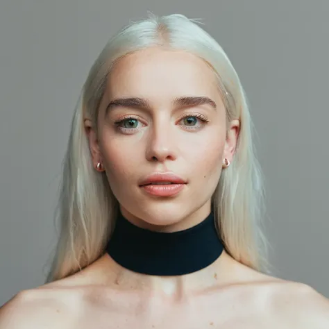 (Skin texture, pores, blemishes), Super high res portrait photo of a pretty woman wearing a small choker,f /2.8, Canon, 85mm,cinematic, high quality, skin texture, looking at the camera, skin imperfections, mouth open, tongue, realistic mouth, 