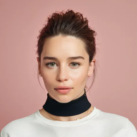 (Skin texture, pores, blemishes), Super high res portrait photo of a pretty woman wearing a small choker,f /2.8, Canon, 85mm,cinematic, high quality, skin texture, looking at the camera, skin imperfections, mouth open, tongue, realistic mouth, 