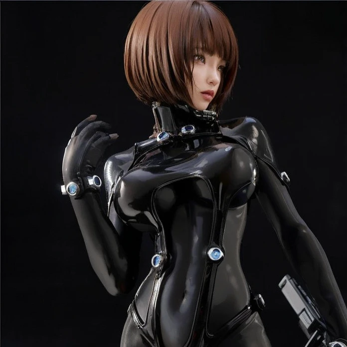 ((A wonderful masterpiece))、((A very delicate and beautiful cyber girl))､(Dynamic Pose)､(High-definition photorealistic CG illustrations）、Cinematic lighting､Harajuku District)))、Black fantasy world、Contrast that makes black visible even in the dark、Photore...