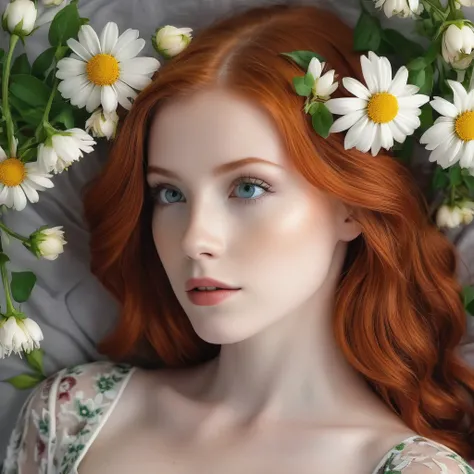 Stunning floral redhead, photo, 8K