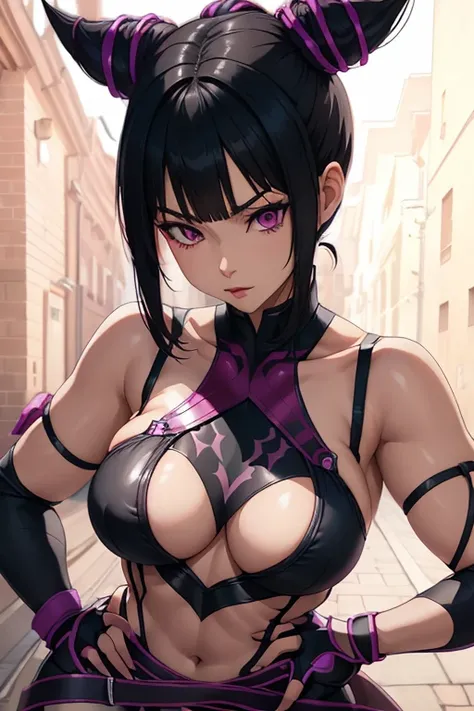 knife Juri Han character from street fighter game, realistic 3D anime style, cute anime girl, beautiful digital art, realistic 3D anime, Realistic Hyper Anime, extremely detailed.best quality,ultra-detailed,detailed background,looking at viewer, detailed f...