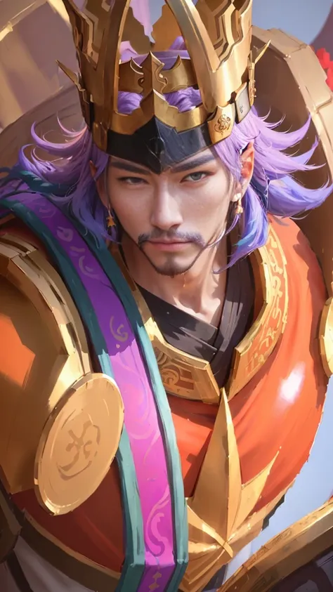 a close up of a person wearing a crown and a purple hair, inspired by Huang Shen, onmyoji portrait, roguish smirk, zhao yun, g liulian art style, inspired by Pu Hua, heise jinyao, avatar image, portrait of dragoon, bian lian, inspired by Huang Ding, inspir...