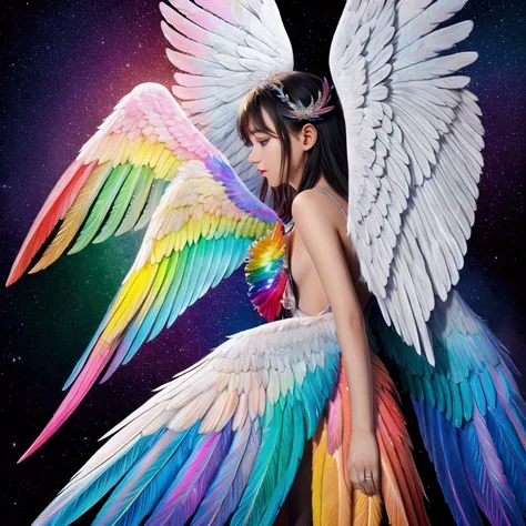 wings, angel wings, prismatic wings, prismatic, colorfull, colorfull wings, angel wings, pair of wings