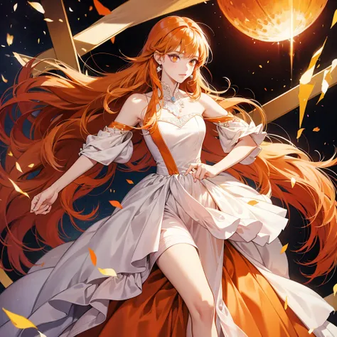 Orange hair orange eyes princees dress 