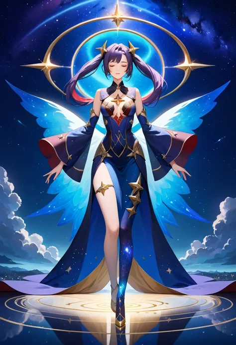 ((best quality:1.8)), ((detailed)), ((masterpiece)), A breathtaking anime-style masterpiece featuring Mona Xipe, an ethereal cosmic being, standing majestically in a surreal, otherworldly setting. Her detailed face is a canvas of tranquil beauty, with clos...