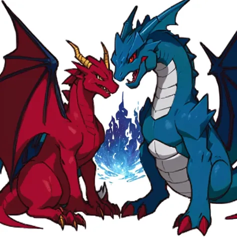 a close up of a cartoon dragon with a red and blue tail, similar to pokemon, dra the dragon, a red dragon, guggimon, new pokemon, fire type, style of pokemon, but as an anthropomorphic dragon, roshan, legendary dragon, portrait of a zentaur, charizard, sli...