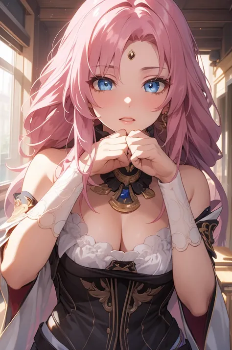 pink eye, pink hair,
BREAK (thigh highs, white thigh highs:1.2) 
BREAK (masterpiece:1.2), best quality, high resolution, unity 8k wallpaper, (illustration:0.8), (beautiful detailed eyes:1.6), extremely detailed face, perfect lighting, extremely detailed CG...