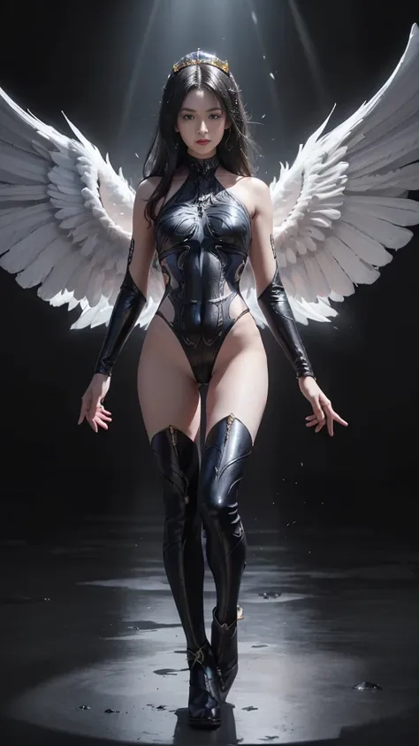 (highest god, Great Demon Lord), (Realistic picture, highest resolution, 16K), (A demon god with wide wings and enormous power on his shoulders., Twelve wings on the shoulders, 3 black bat wings:1.5, 3 white angel wings:1.5), 6 angel wings, 6 devil wings, ...