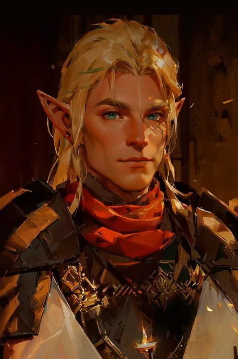 elf male, long blond hair, green eyes, elven character, brown tree tattoo on his forehead, a middle aged elf, male blonde elf ranger, a male elf, elven male, of an elden ring elf, dragon age inquisition, a portrait of a male elf,  elvish blonde male warrio...