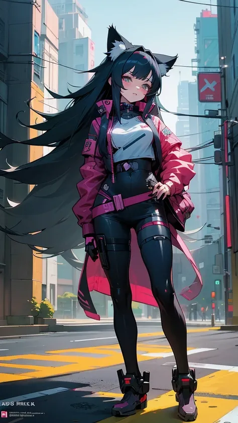 anime girl with long hair and cat ears in a city, digital cyberpunk anime art, cyberpunk anime girl mech, female cyberpunk anime girl, cyberpunk anime girl, anime cyberpunk art, cute cyborg girl, digital cyberpunk - anime art, cyberpunk anime art, oppai cy...