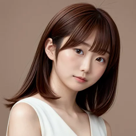 (8k、RAW Photos、Highest quality、masterpiece:1.2)、(Real、Photorealistic:1.4)、(Highly detailed 8K wallpapers)、(Professional Lighting、Cinematic lighting)、(18-year-old、Japanese、female、cute、Chiho、Sakimi-chan、Straight, shoulder-length brown hair:1.2)