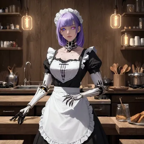 score_9,(best quality,4k,8k,highres,masterpiece:1.2), kitchen, skeleton, cyborg, maid, maid apron, glowing eyes, ultra-detailed,vivid colors,mecha,