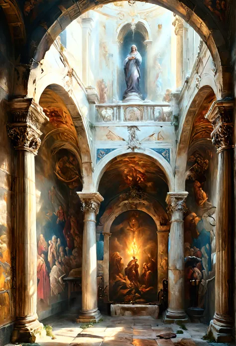 a detailed illustration of la biblia, high quality oil painting, ultra-detailed, (best quality,4k,8k,highres,masterpiece:1.2),ultra-detailed,(realistic,photorealistic,photo-realistic:1.37),HDR,UHD,studio lighting,ultra-fine painting,sharp focus,physically-...