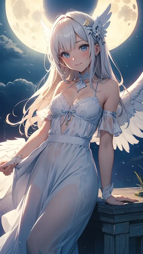 angel,happy,Under the moon 