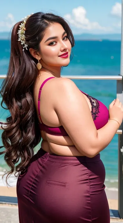 8k, indian gojes, beauty, curvy model, plus size,curve,, big, bigboobs, big, ass, face portrait, ((very intense makeup)), ((lips...