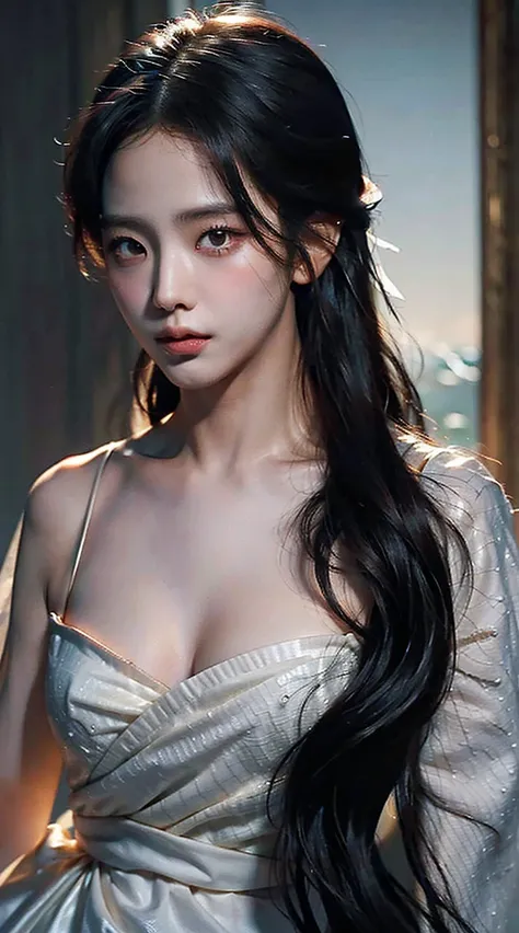 (highest image quality), (masterpiece), (vibrant, photography realistic, Realistic, Dramatic, Dark, Sharp focus, 8K), beautiful, Highly detailed face and skin texture, sexy wedding dress, ethereal beauty, mature asian woman,black long hair, make up, nsfw ,...